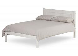4ft Small Double White wood bed frame.Low foot board end 1